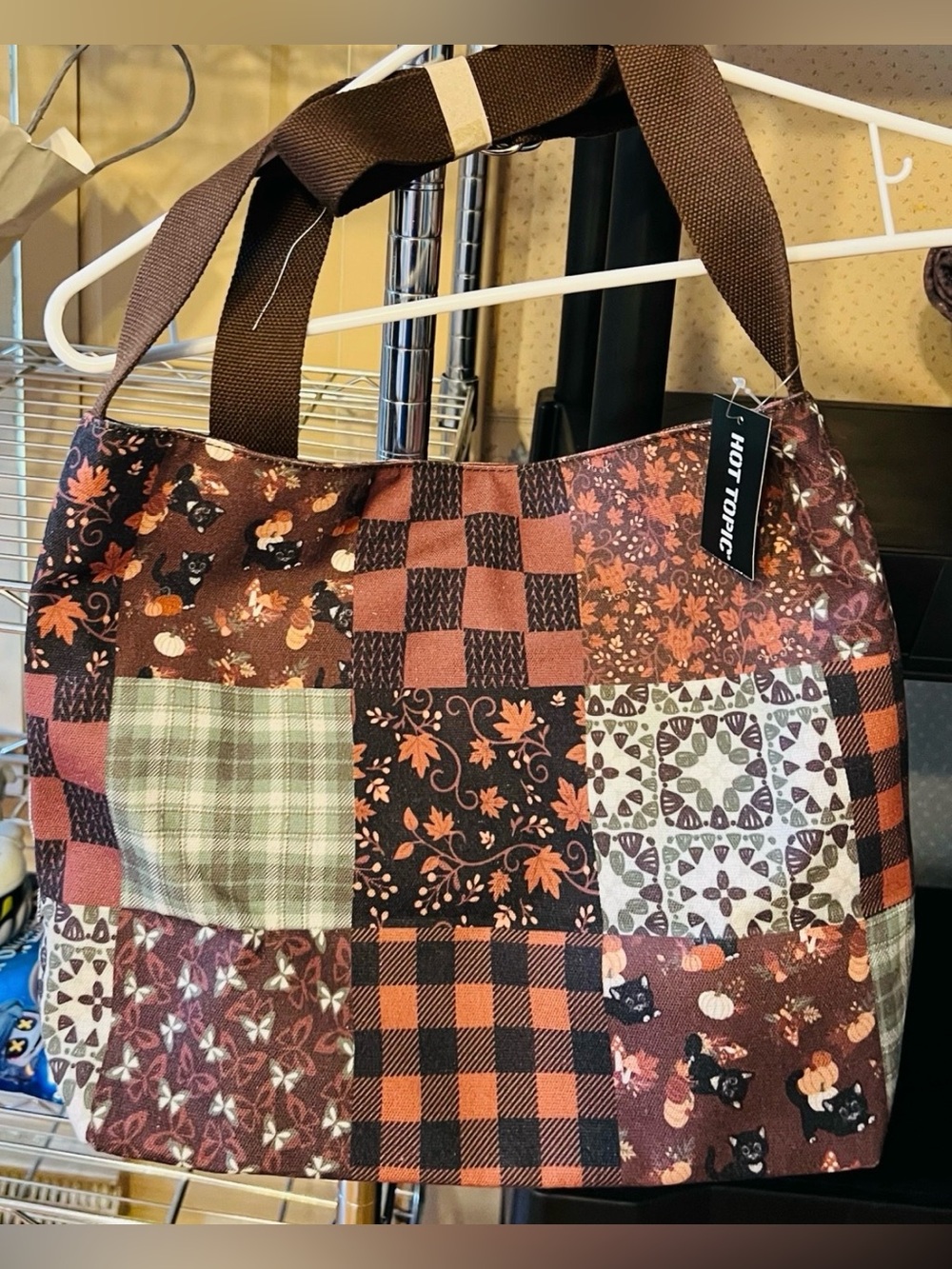 Autumn Cat Patchwork Messenger Bag